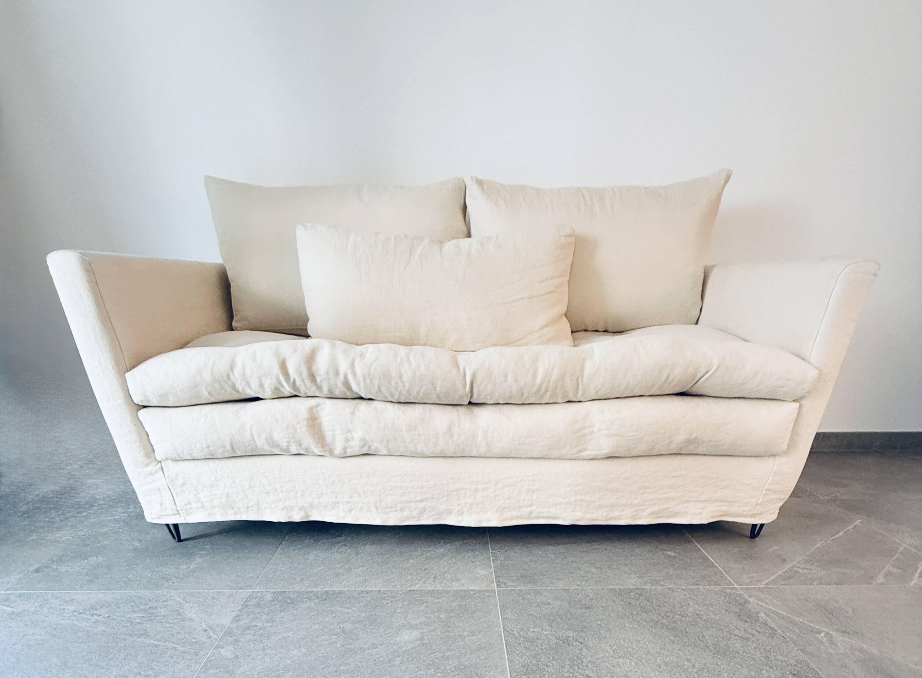 Ivory wild linen Adar caravan sofa