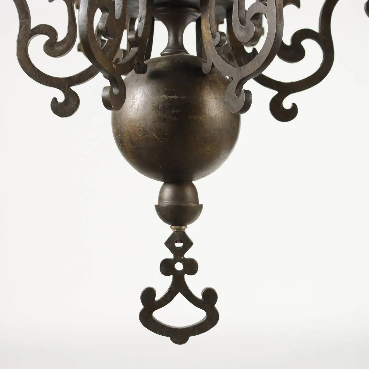 Antique chandelier with 6 lights in bronze, Netherlands, 18th century