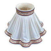 Vintage pleated scalloped lampshade — Cream fabric & floral embroidered trim