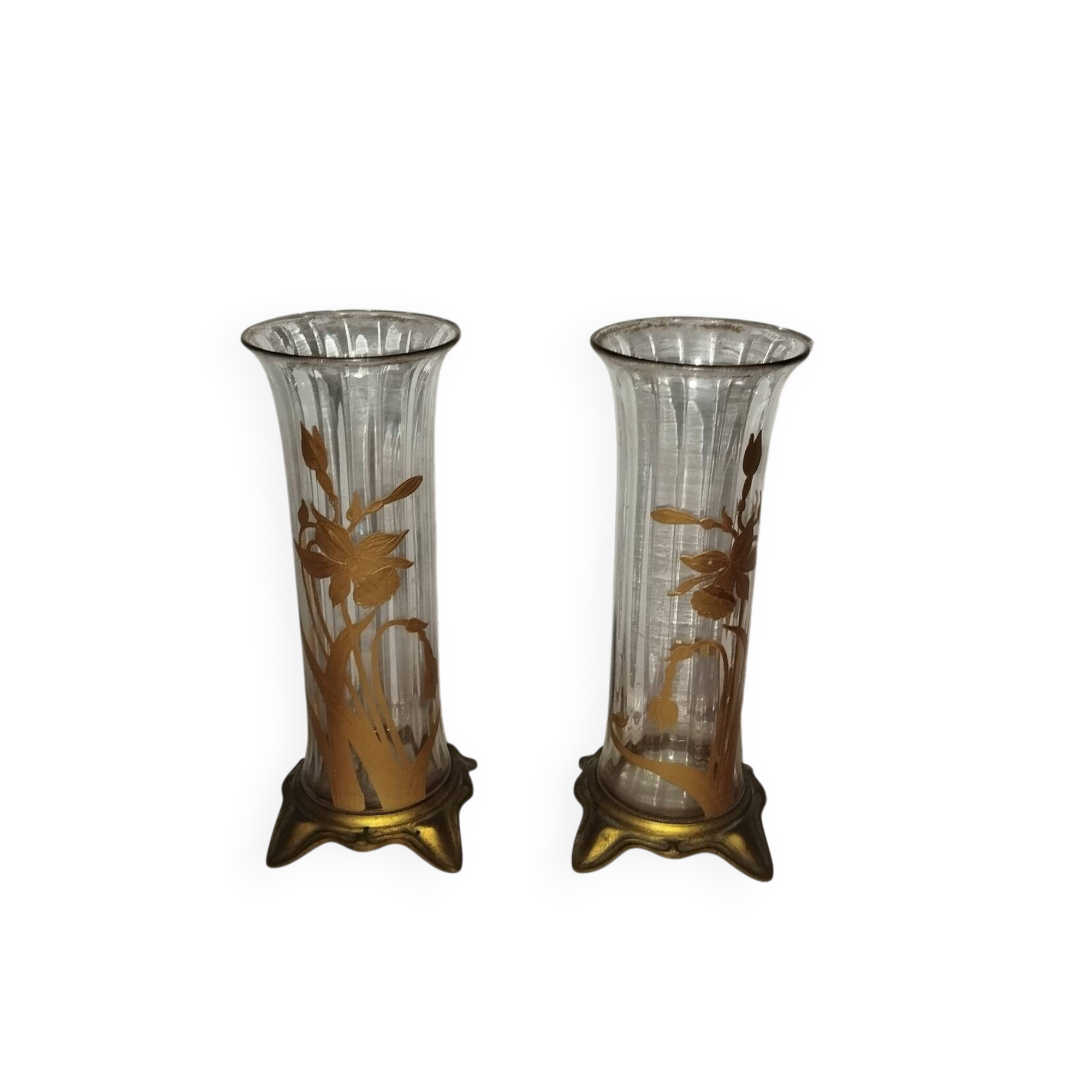 Paire de vases émaillés art-nouveau