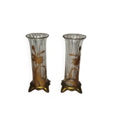 Pair of Art Nouveau enamelled vases