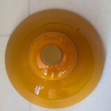 1970s honey yellow opaline pendant light with leather hook