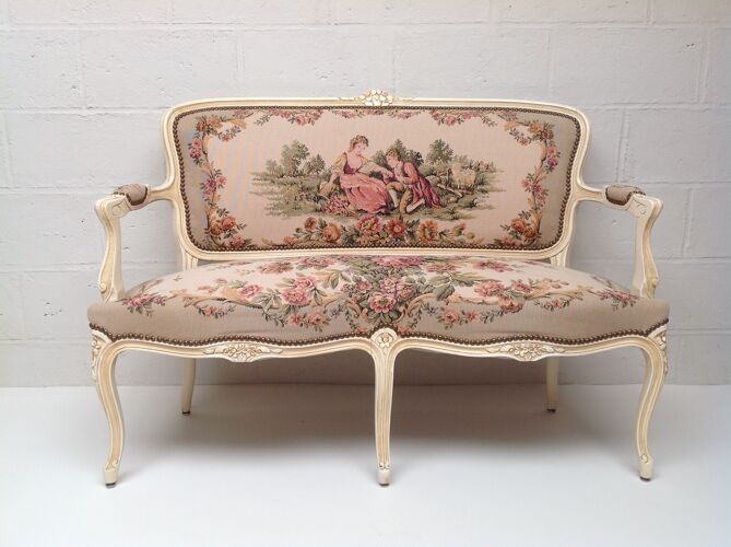 Canapé  tapisserie de style Louis XV