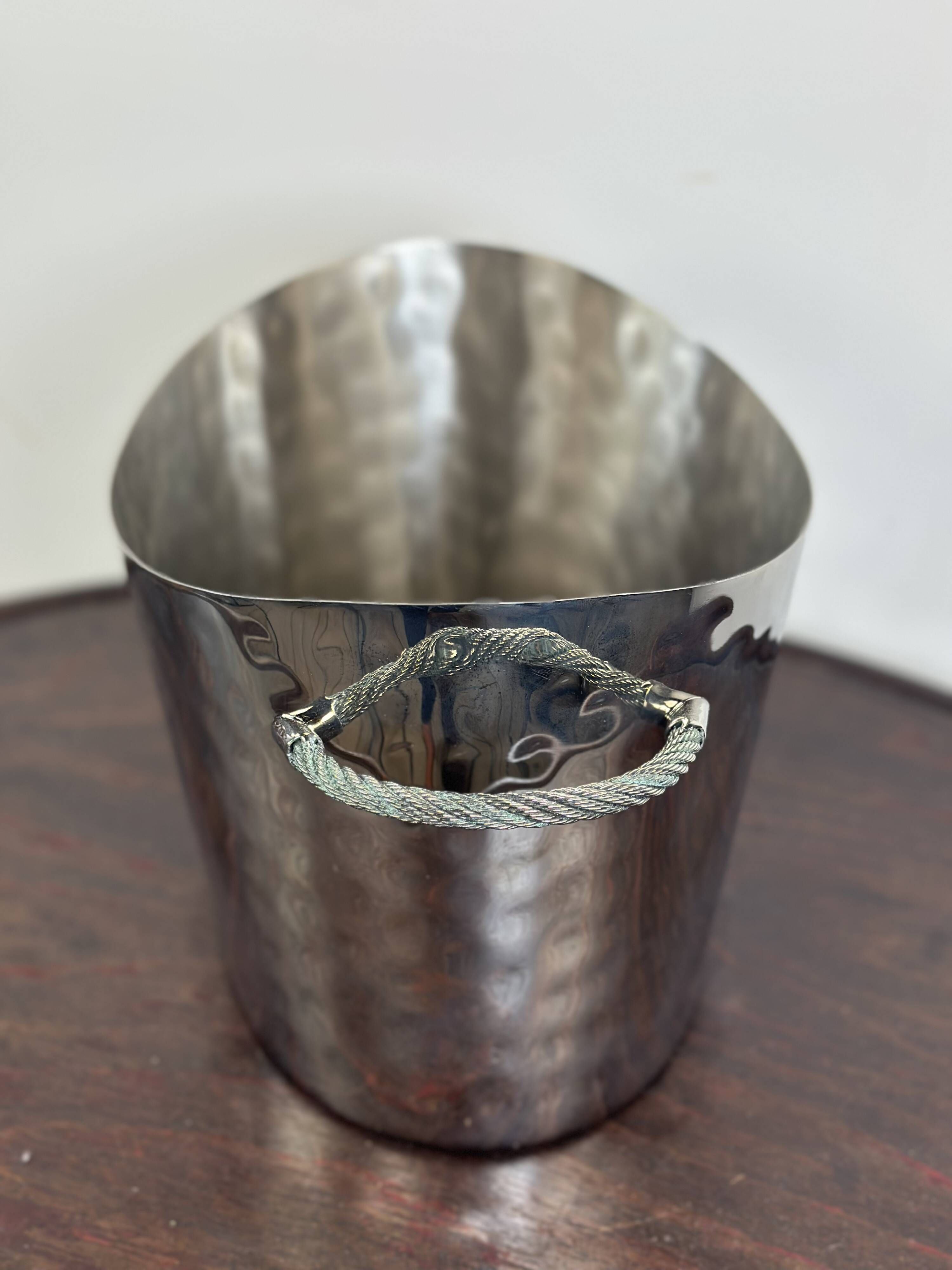 Silver-plated hammered and polished champagne bucket / basin