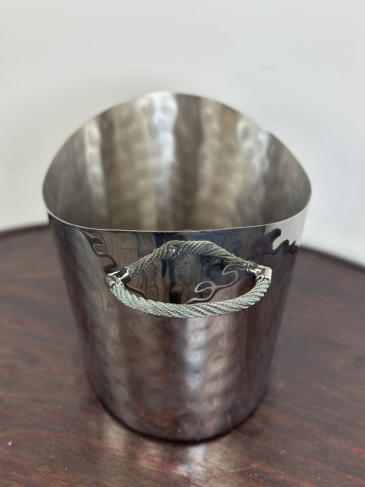 Silver-plated hammered and polished champagne bucket / basin