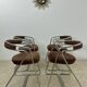 Set of 4 chrome tubular chairs Italian design from the 70s vintage fabric and metal