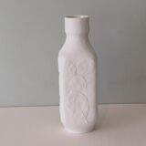 White biscuit vase with floral motif in relief, Hutschenreuther, Germany 1970