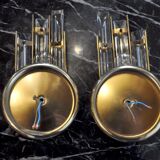 Pair of Venini wall lamps cut glass Murano Italy 1980