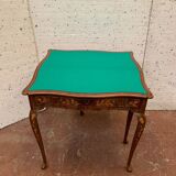 Table a jeu de style Louis XV en marqueterie Hollandaise XIX siècle Console