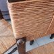 5 straw and wood chairs, brutalist 60s