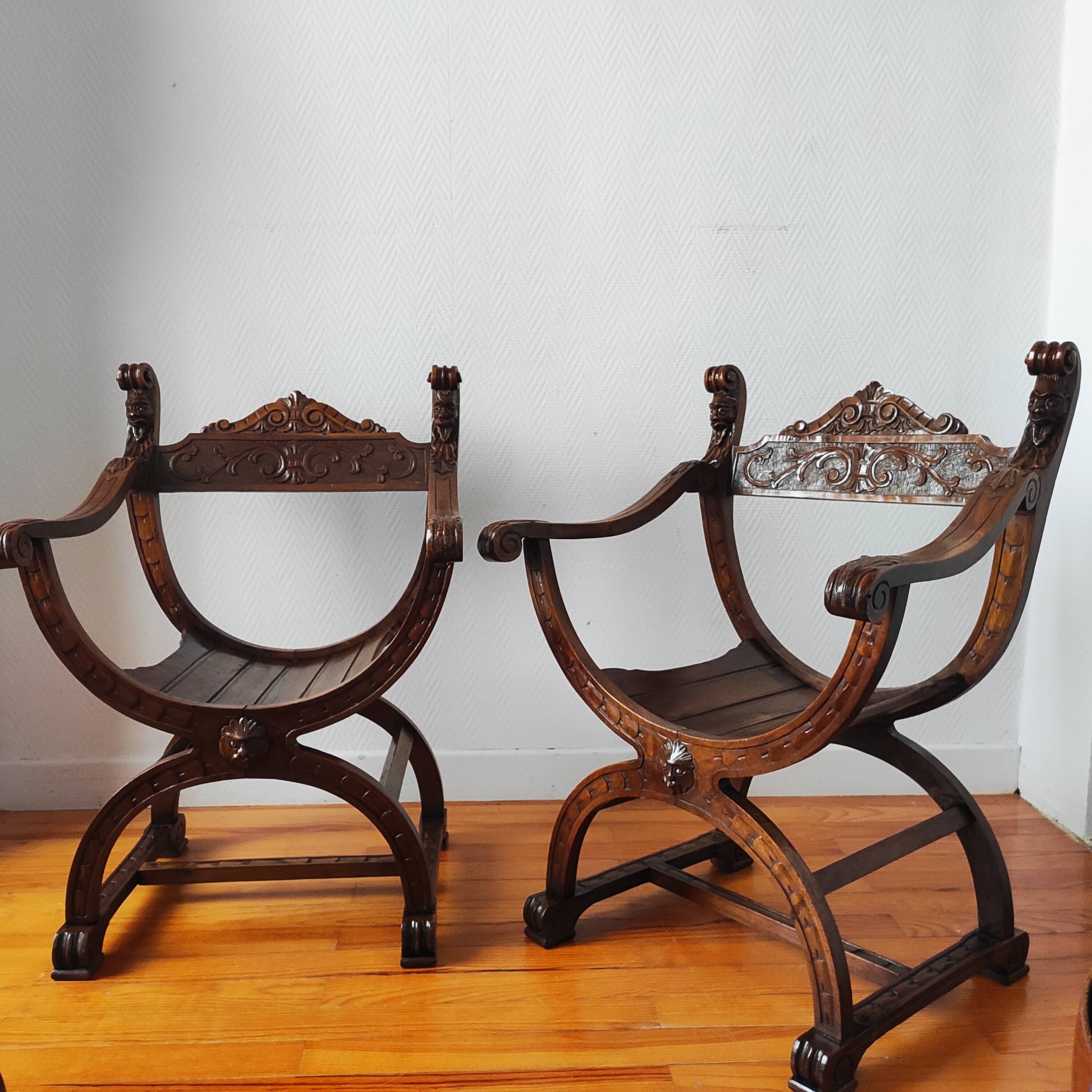Pair of Dagobert walnut armchairs from the late 19th century
