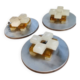 Set of 3 modernist glass ice appliques from Murano Poliarte 1970.