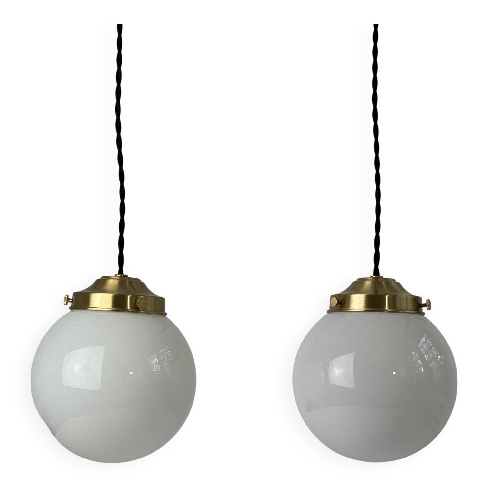 Pair of vintage opaline hanging lights 13 cm