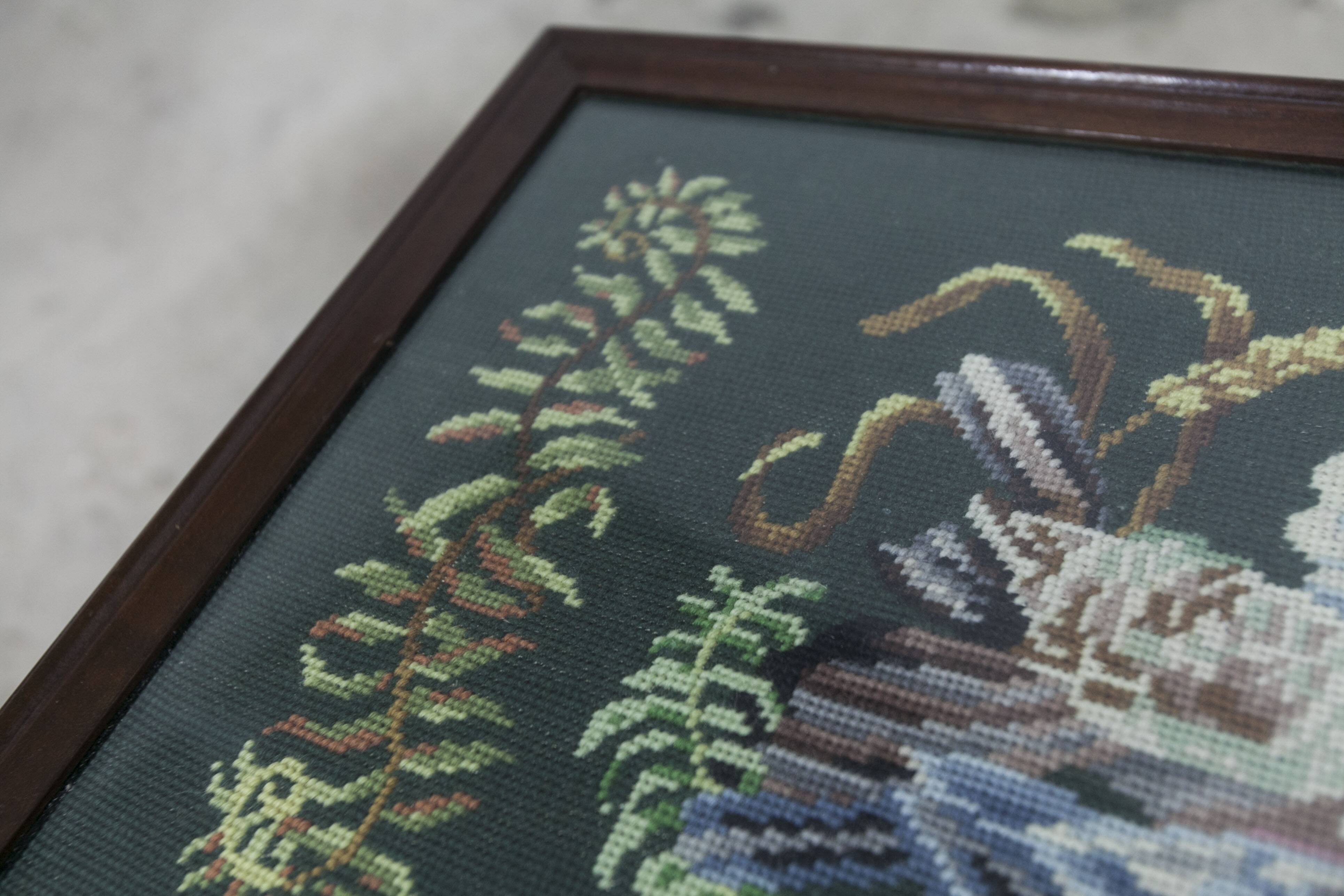 1940 Needlewoman Shop London Coffee Table Embroidery Under Glass