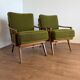 Paire de fauteuils vintage en bois et tissu