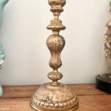 Ancien Bougeoir candelabre en laiton massif doré – 30 cm