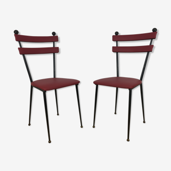 Paire de chaises années 50 métal et simili-cuir