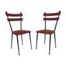 Pair of 50s metal and faux-leather chairs