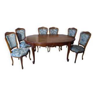 Table et 6 chaises style Louis XV en massif excellent état