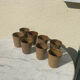 Set of 8 cups in glazed stoneware vintage Digoin 1970