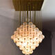 Venini mid century italian flushmount murano glass bubbles and brass chandelier