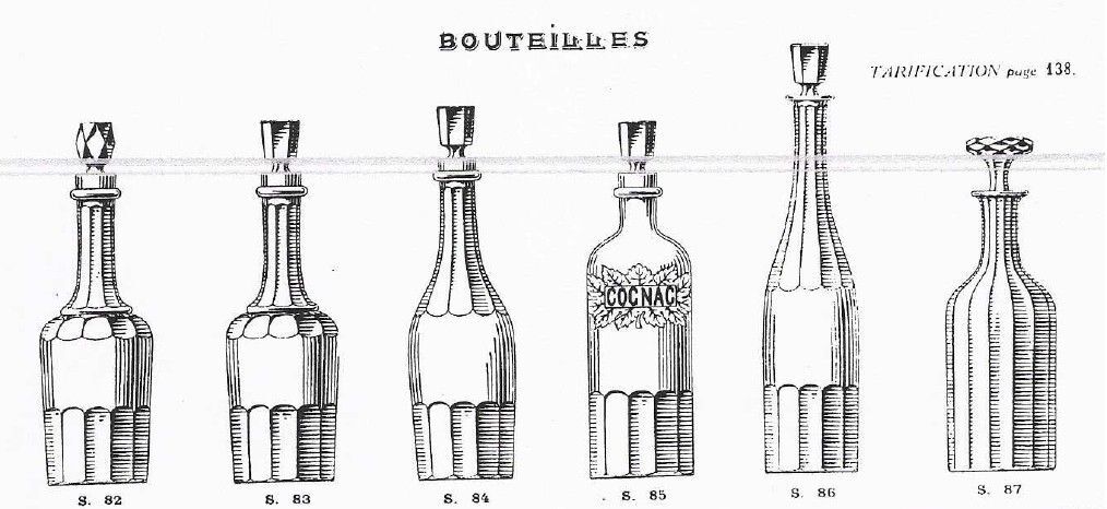 Old decanter nineteenth "Fine-Champagne" in blown glass