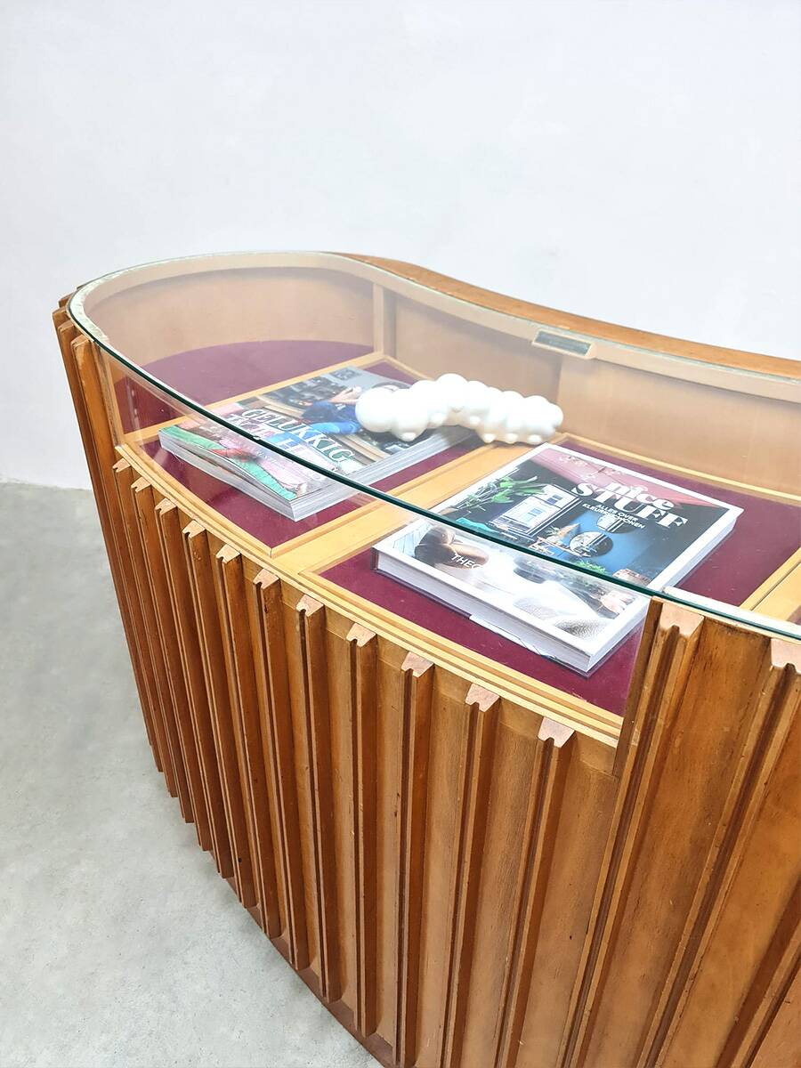 Vintage kidney shaped shop counter display