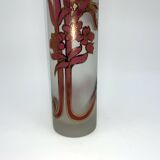 Vase glass scroll painted and gilded floral decoration art nouveau inspiration