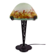 Wrought Iron Mushroom Lamp with Blown Glass Shade, 1920