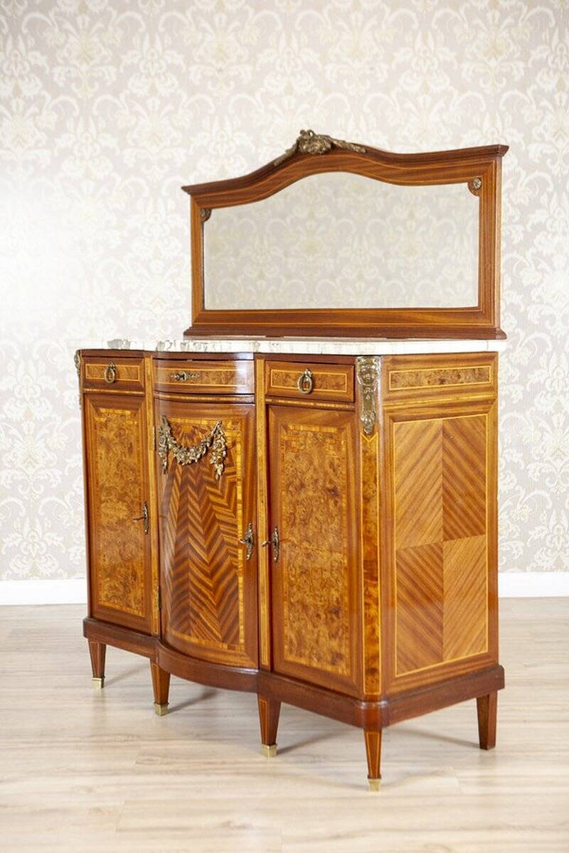 French Mahogany Buffet with Mirror, Late 19th Century