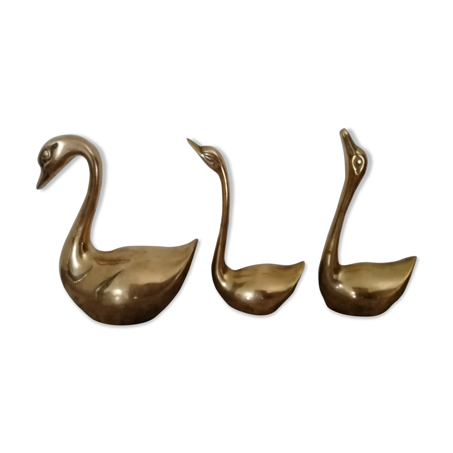 Trio of ducks gilded brass