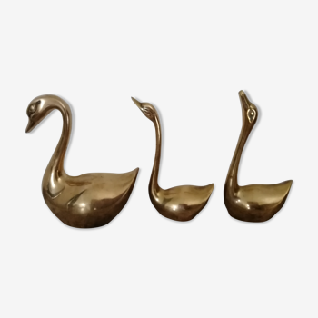 Trio of ducks gilded brass