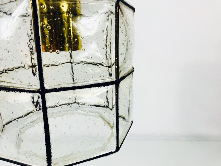 Iron and glass suspension lamp by Glashtte Limburg, 1960s