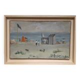 François baboulet 1914-2010. at the beach. oil: paper mounted on canvas.