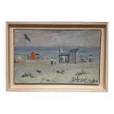 François baboulet 1914-2010.a la plage.huile:papier marouflé sur toile