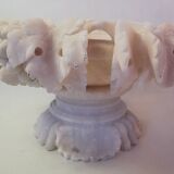 Old alabaster bird drinker centerpiece cup