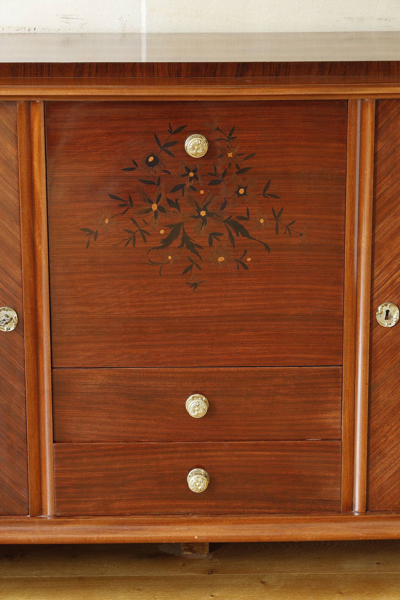 Rosewood and rosewood sideboard in the style of Jules Leleu