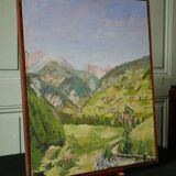 Ancienne huile sur toile encadrée, Vallée du Brunissard - Queyras - Hautes Alpes
