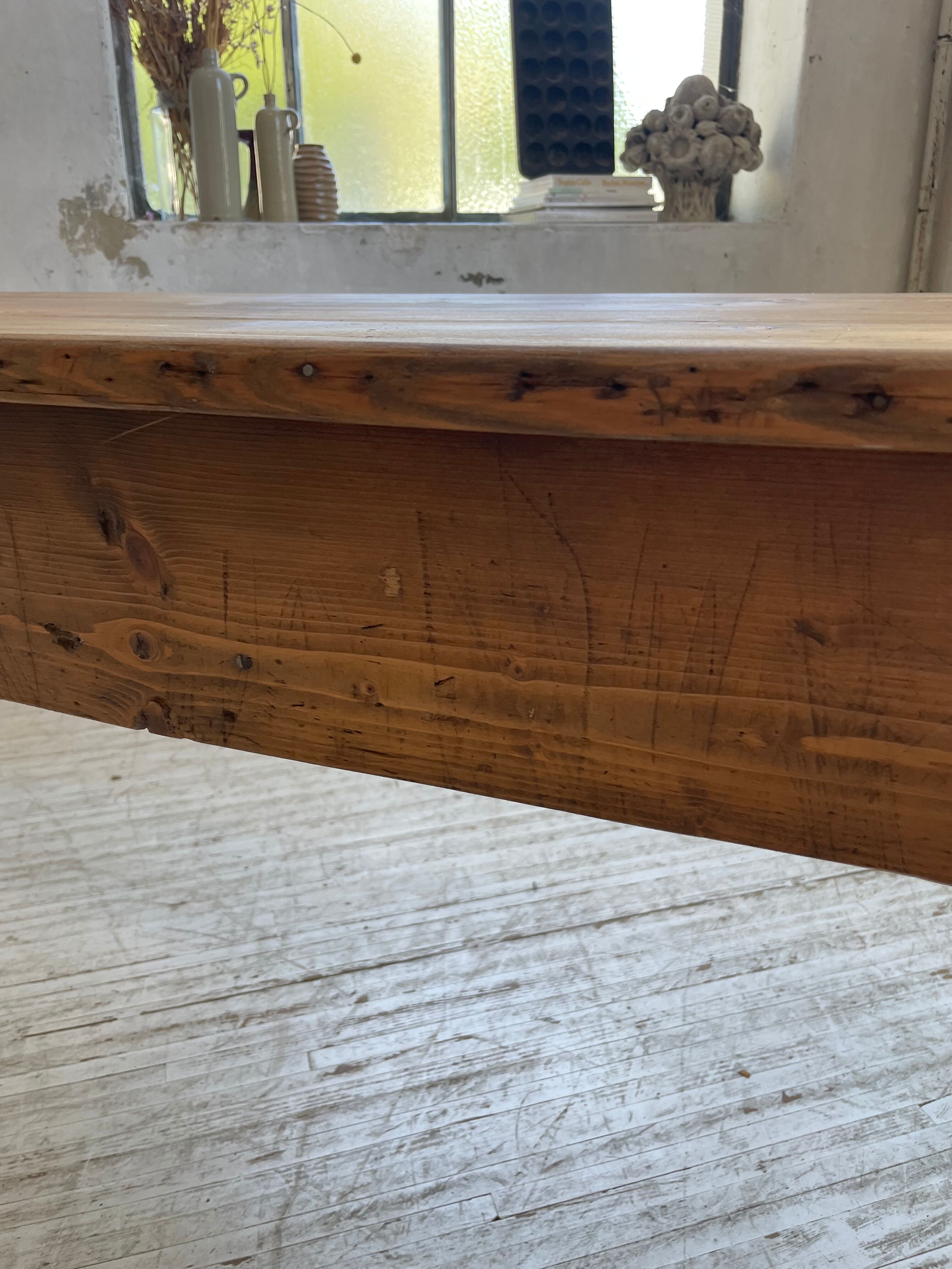 Farmhouse table pine multi-drawers