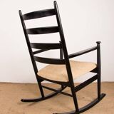 Danish Rocking Chair in lacquered wood and fabric model 218, Thomas Harlev 1960.