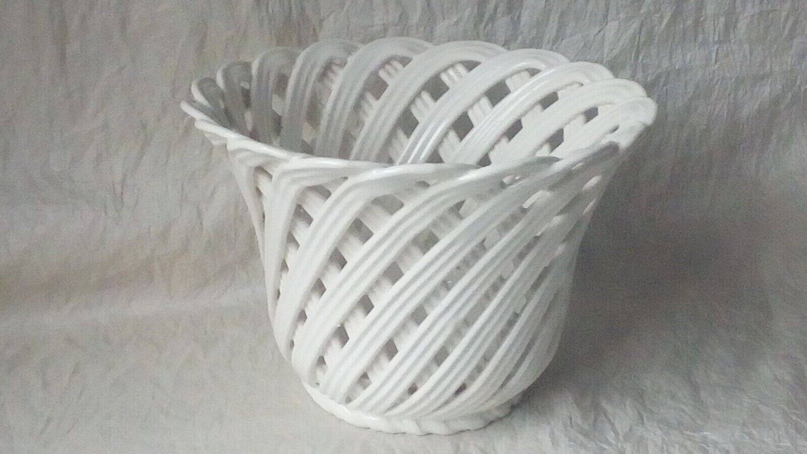 Vintage woven earthenware planter
