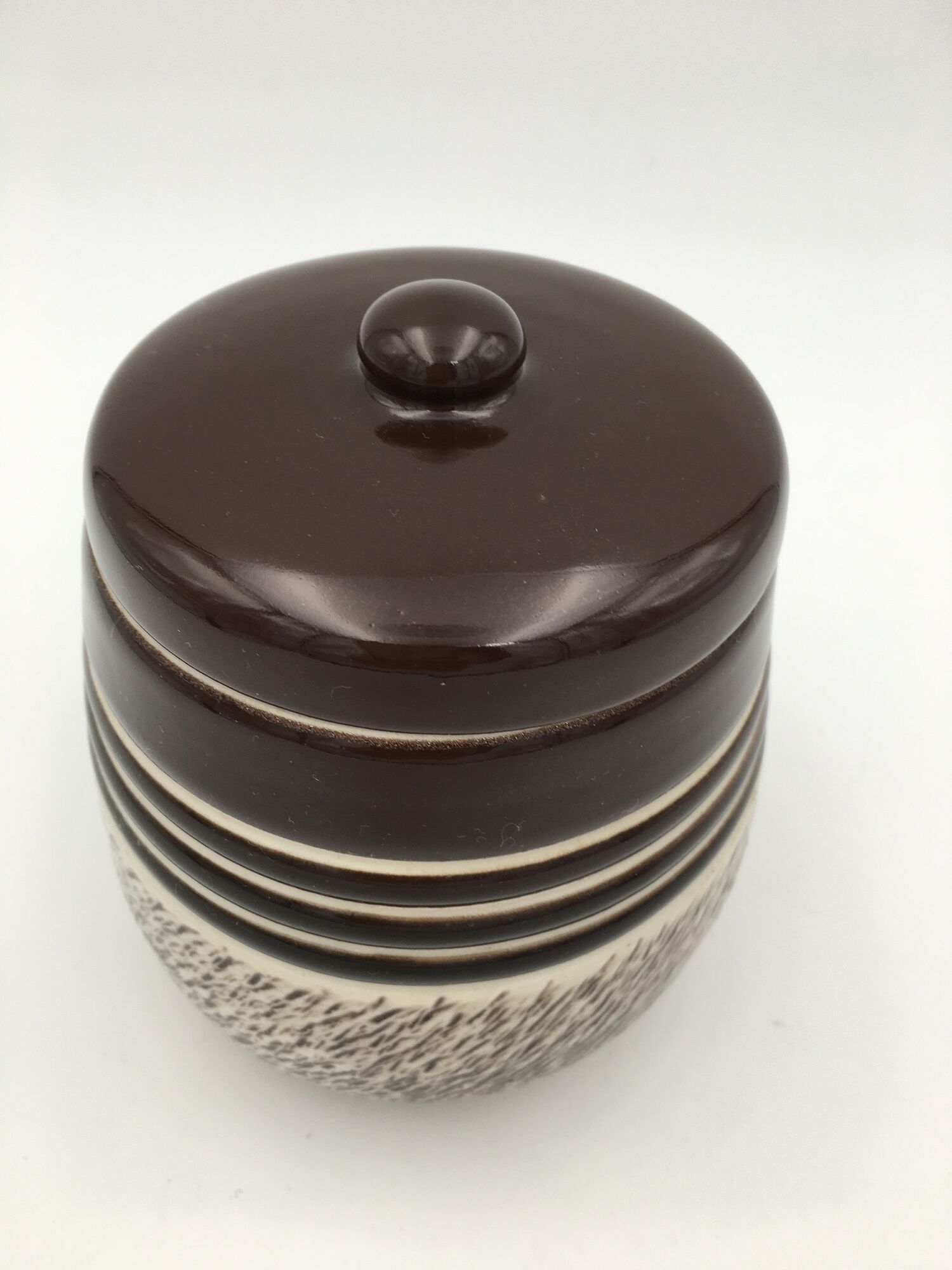 Lucien Brisdoux Enamelled sandstone covered pot with incised decoration, signed and numbered - 1940s-1950s