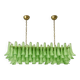 Contemporary Modern Green Frosted "Selle" Murano Glass Rectangular Chandeli