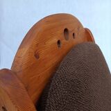 Fauteuil à bascule brutaliste en pin de wasa