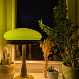 Antique Second Empire Napoleon III table lamp, 1870, brass and opaline glass