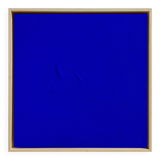 Framed monochrome blue abstract painting.