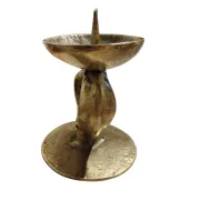 Vintage Brutalist Candle Holder in Solid Brass – Mid-Century Modern Design