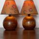 Paire de lampes boules en bois vintage