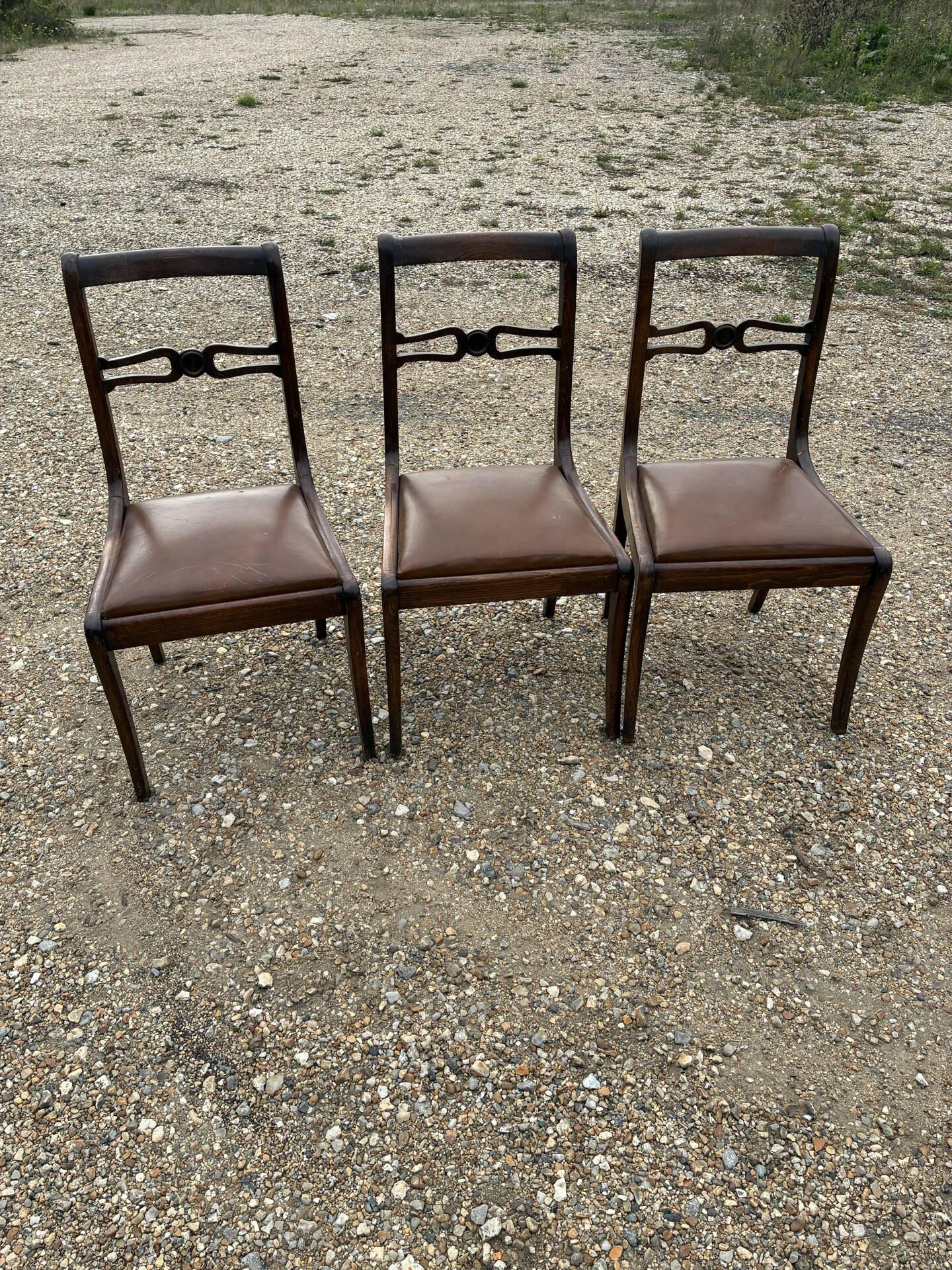 Set of 3 Regency faux leather chairs