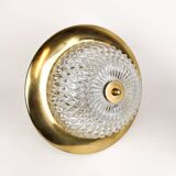 Brass and Crystal Ceiling Lamp from the 1960s by Tyringe for Orrefors, Sweden